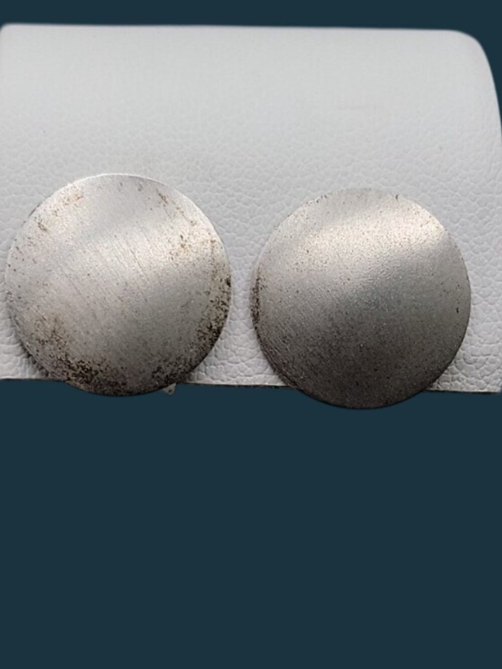Vintage Beau Sterling Silver Circle Screw Back Earrings Signed 1950s 925 Casual - Picture 3 of 9